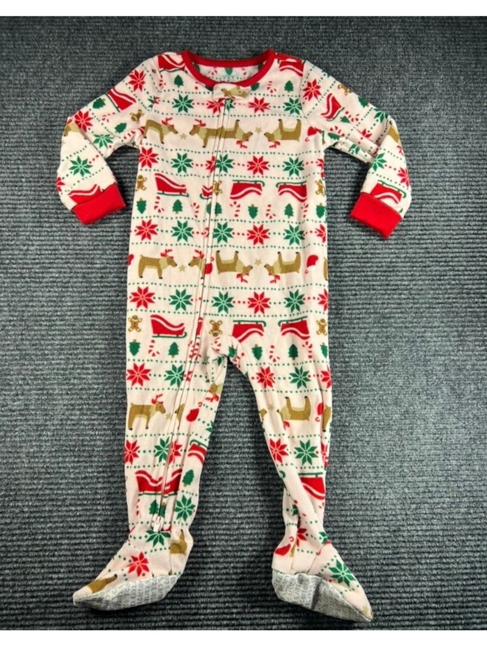 Carter's Baby Girl 24M Christmas Holiday Fleece Footed Pajamas w/ Double Zipper